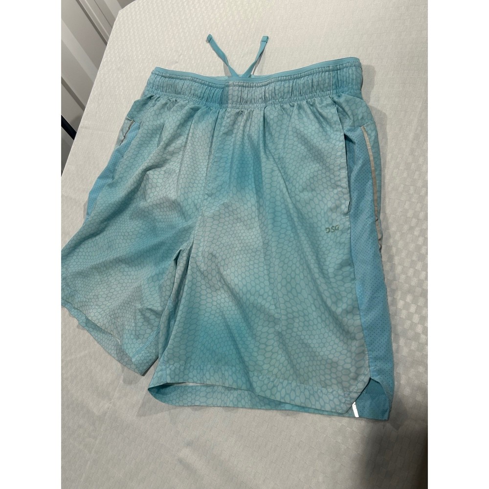 DSG Mens Light Blue Honeycomb Hex Athletic Running Shorts Large 7
