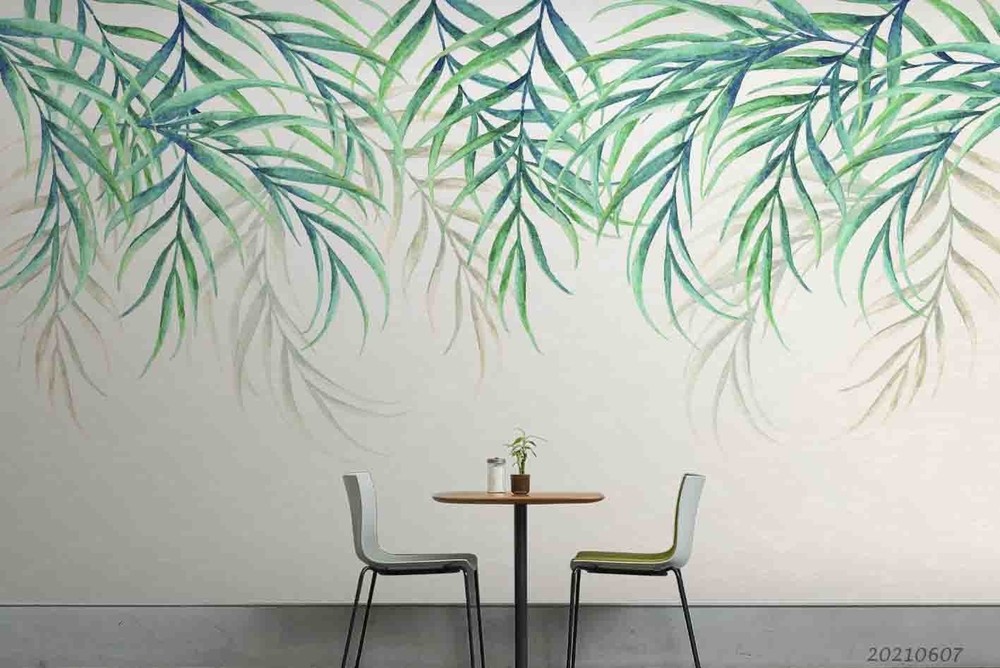 3D Plants Leaves Watercolor Wall Murals Wallpaper Murals Wall Sticker 30