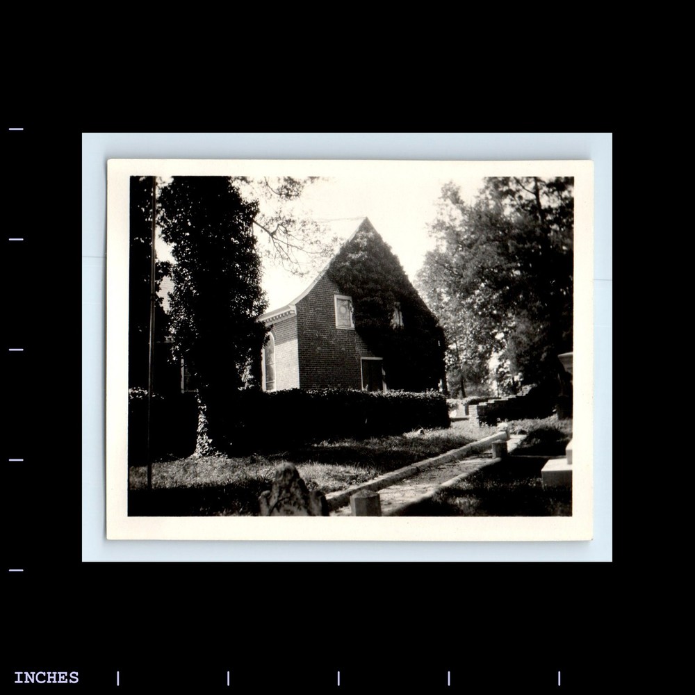 Old Vintage Photo IVY-COVERED CHURCH AND CEMETERY