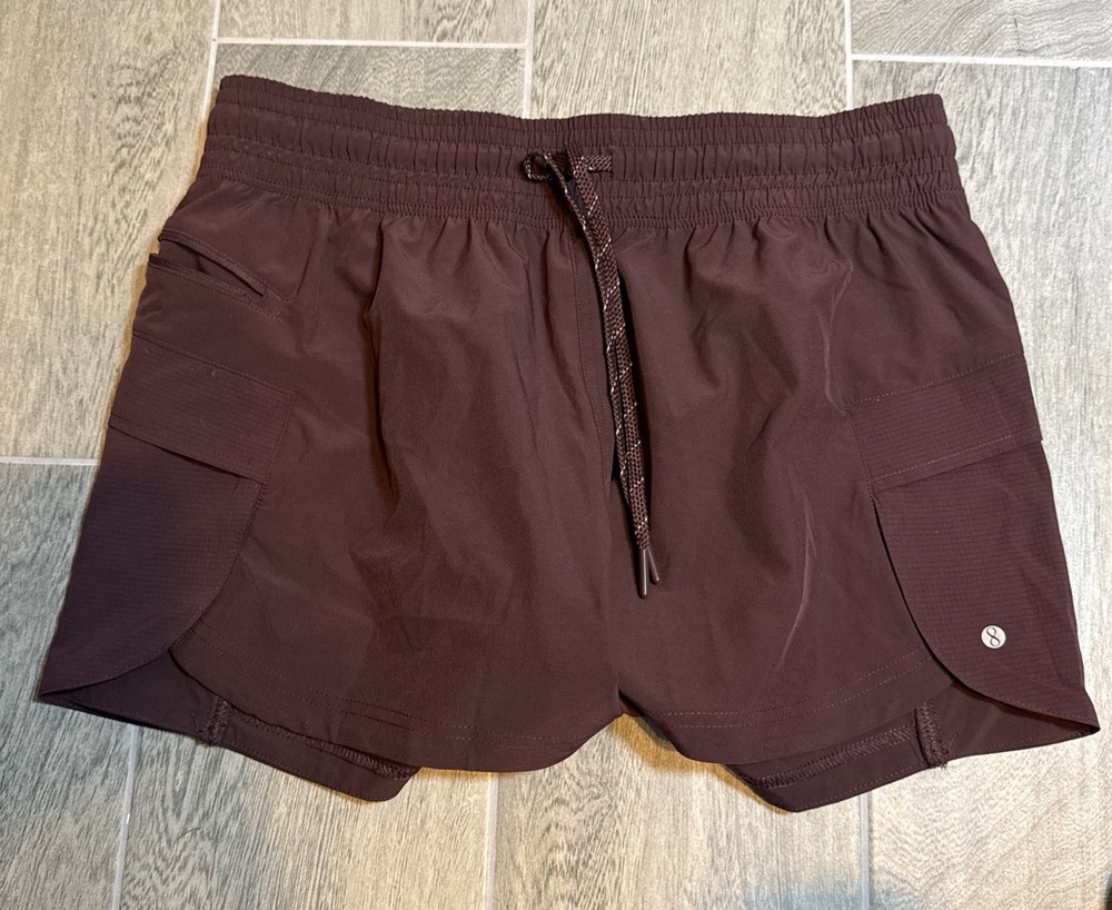 Layer 8 Women’s Burgundy Running Shorts Large Drawstring 3 Pockets