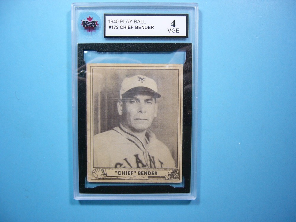 1940 PLAY BALL GUM INC. MLB BASEBALL CARD #172 CHIEF BENDER KSA 4 VGEX SHARP GL