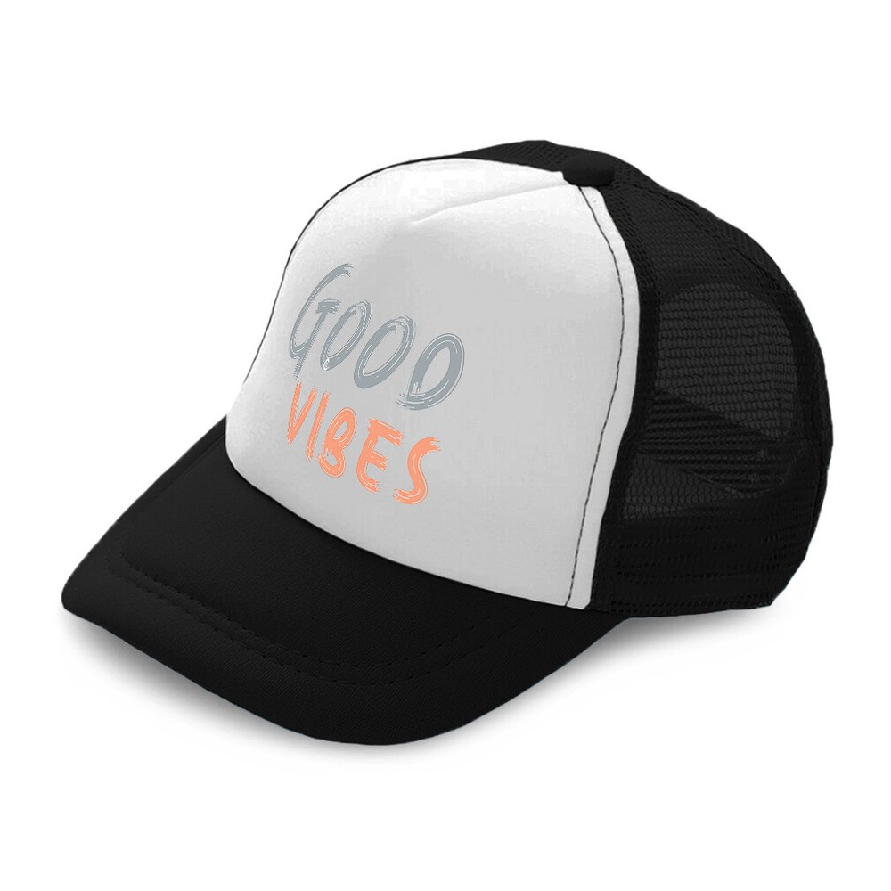 Kids Trucker Hat Good Vibes Leaves Polyester Boys Caps & Girls Caps Adjustable