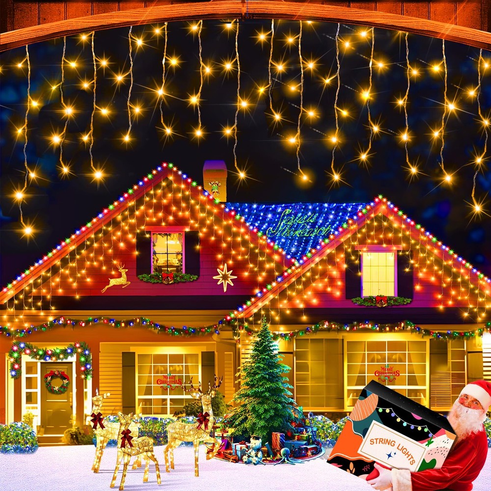 132ft Outdoor Christmas Fairy Lights with 1280 LEDs and 8 Modes for Decorations