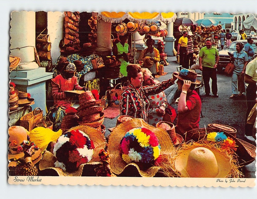 Postcard Straw Market Nassau Bahamas