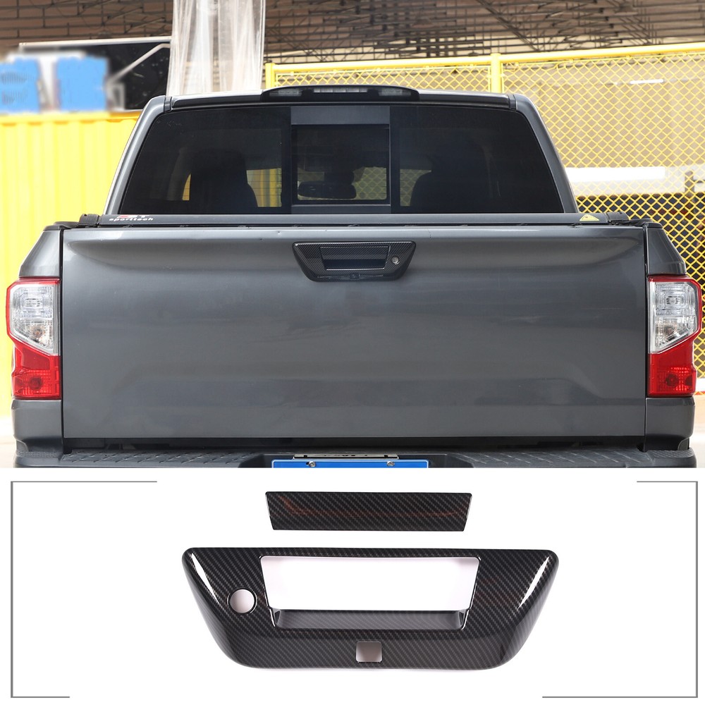 ABS Carbon Fiber Rear Tailgate Handle Cover Trim Fits For Nissan Titan 2016-2023