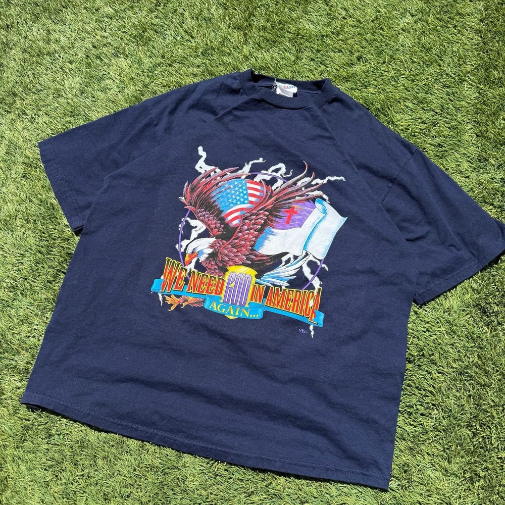 Vintage 90s We Need God In America Eagle Graphic T-Shirt XL