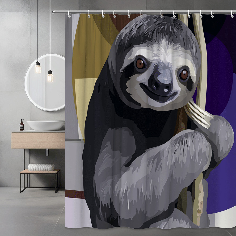 Sloth Shower Curtain Abstract Animal Print Graphic