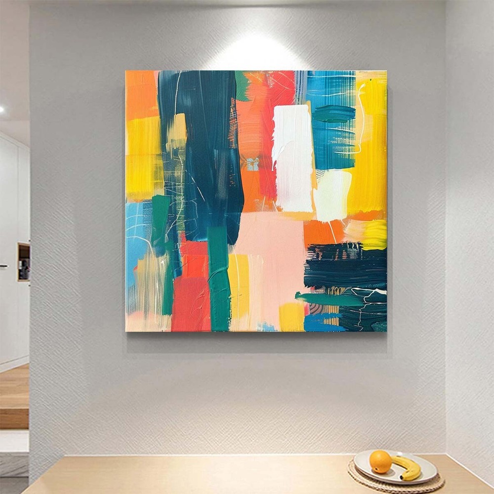 Hand-Painted Texture Oil Painting on Canvas Abstract Wall Art Deco Home Blue