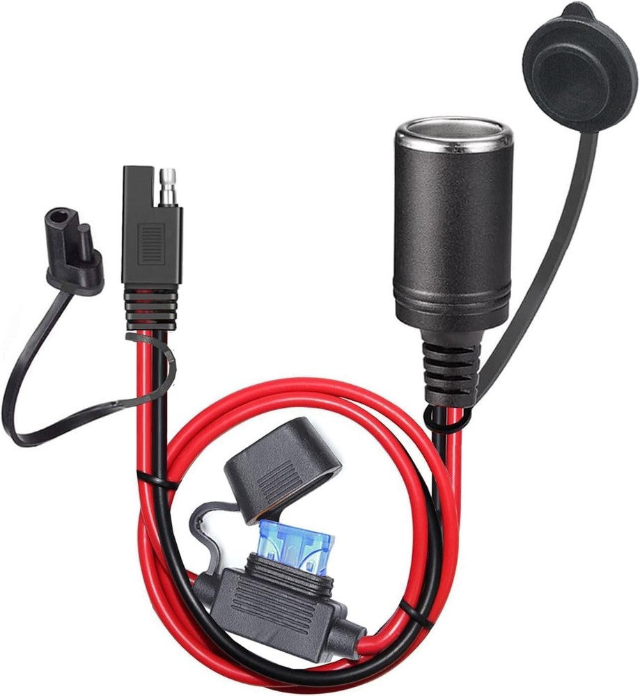 12AWG to Motorcycle Female Cigarette Lighter Socket 12V-24V  Size: Plug-SAE-06