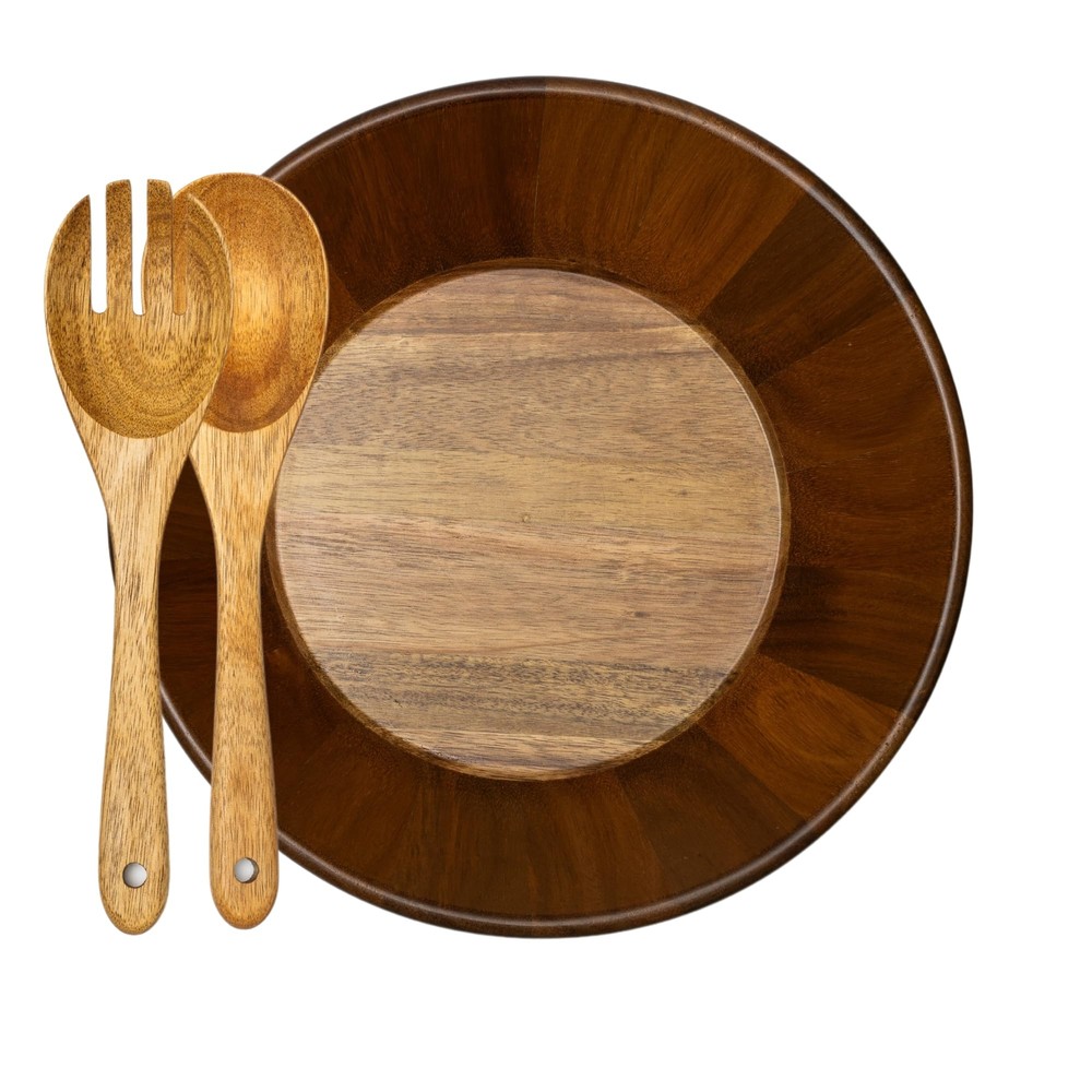 Large Wooden Salad Bowl Set - 12