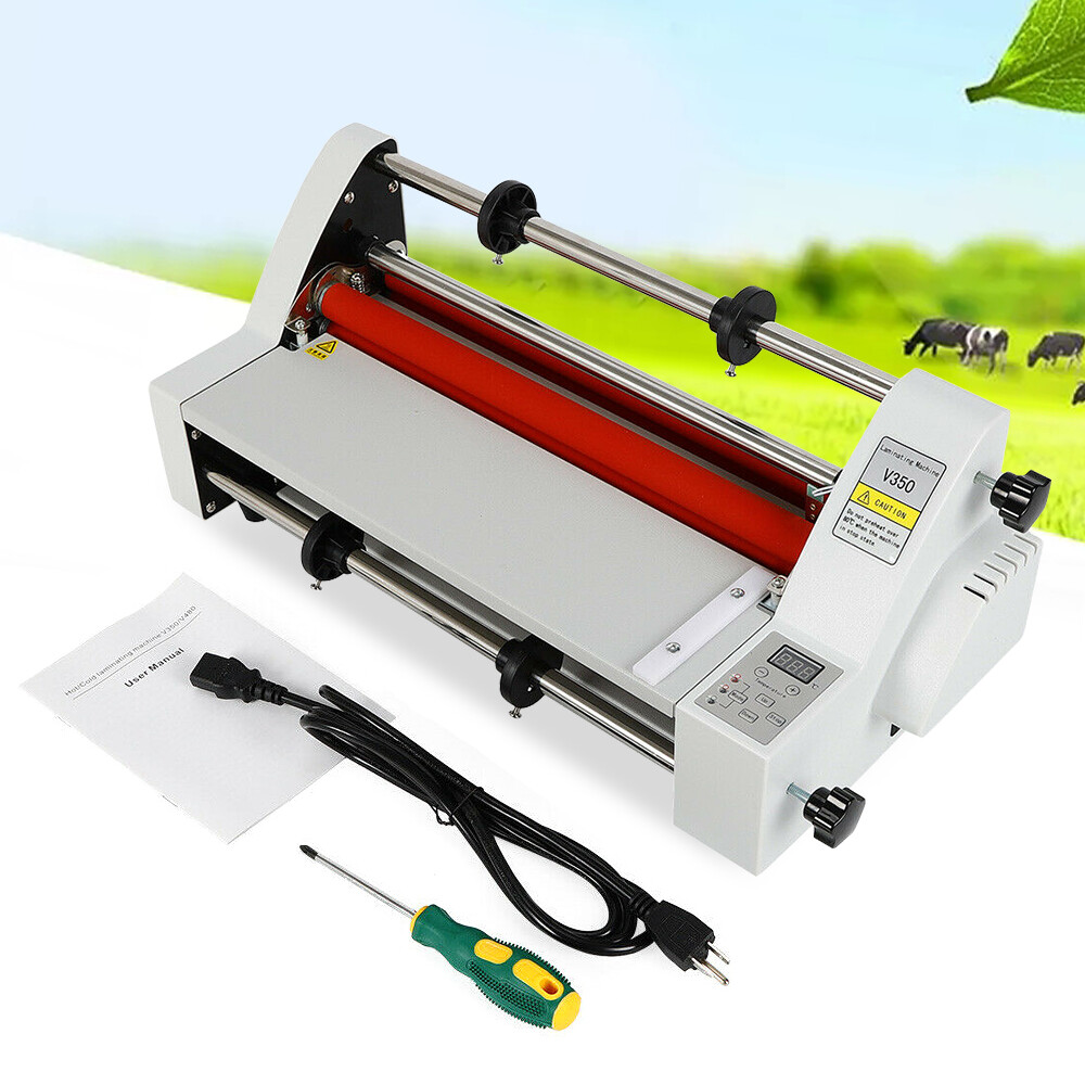 A3 Laminator Machine, V350 13inch Hot Cold Roll Laminating Machine Four Rollers