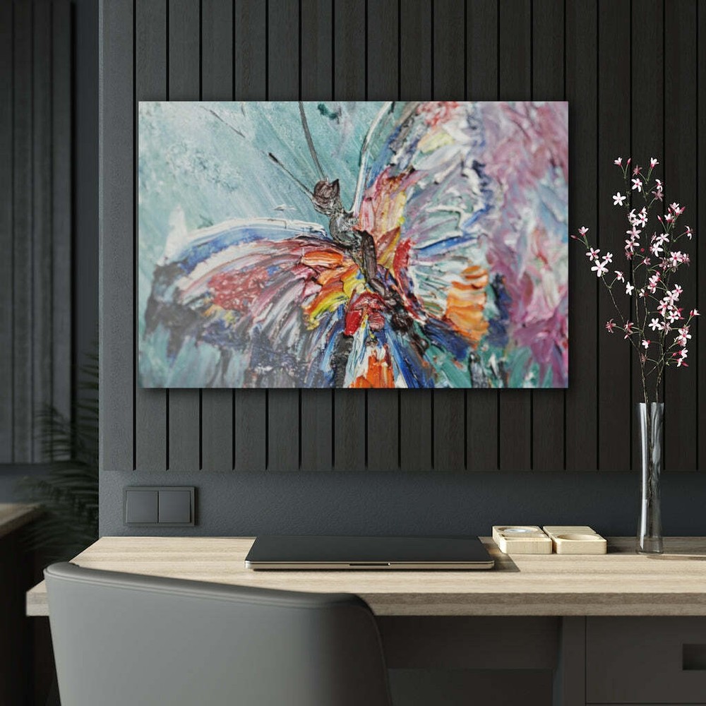 Butterfly Oil Painting on Glass Acrylic Wall Art Decor