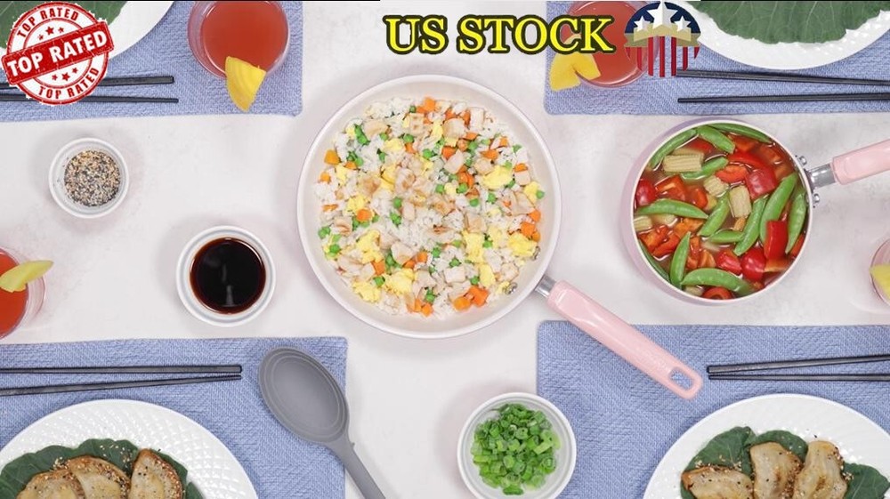 16-Piece Pink Ceramic Non-Stick Cookware Set for Healthy Induction Cooking