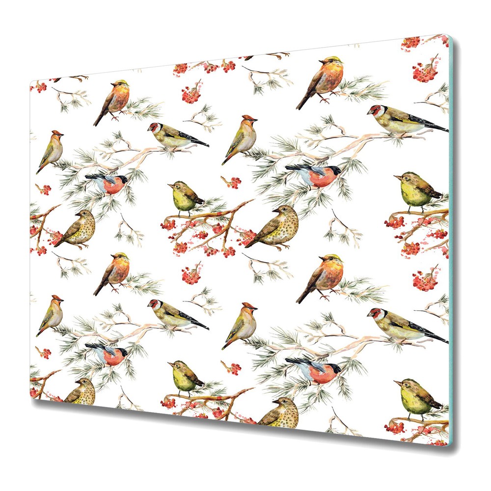 Glass Chopping Cutting Board Forest Birds Animals Birds on Branches art 60x52