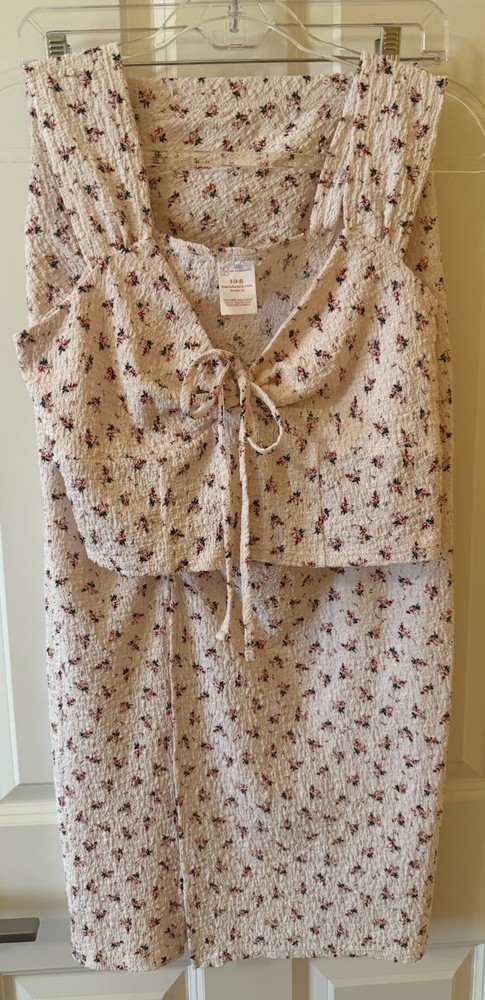 NOBO No Boundaries 2 Pc Floral Set Skirt & Tie Front Top Size S 3-5 Cottagecore