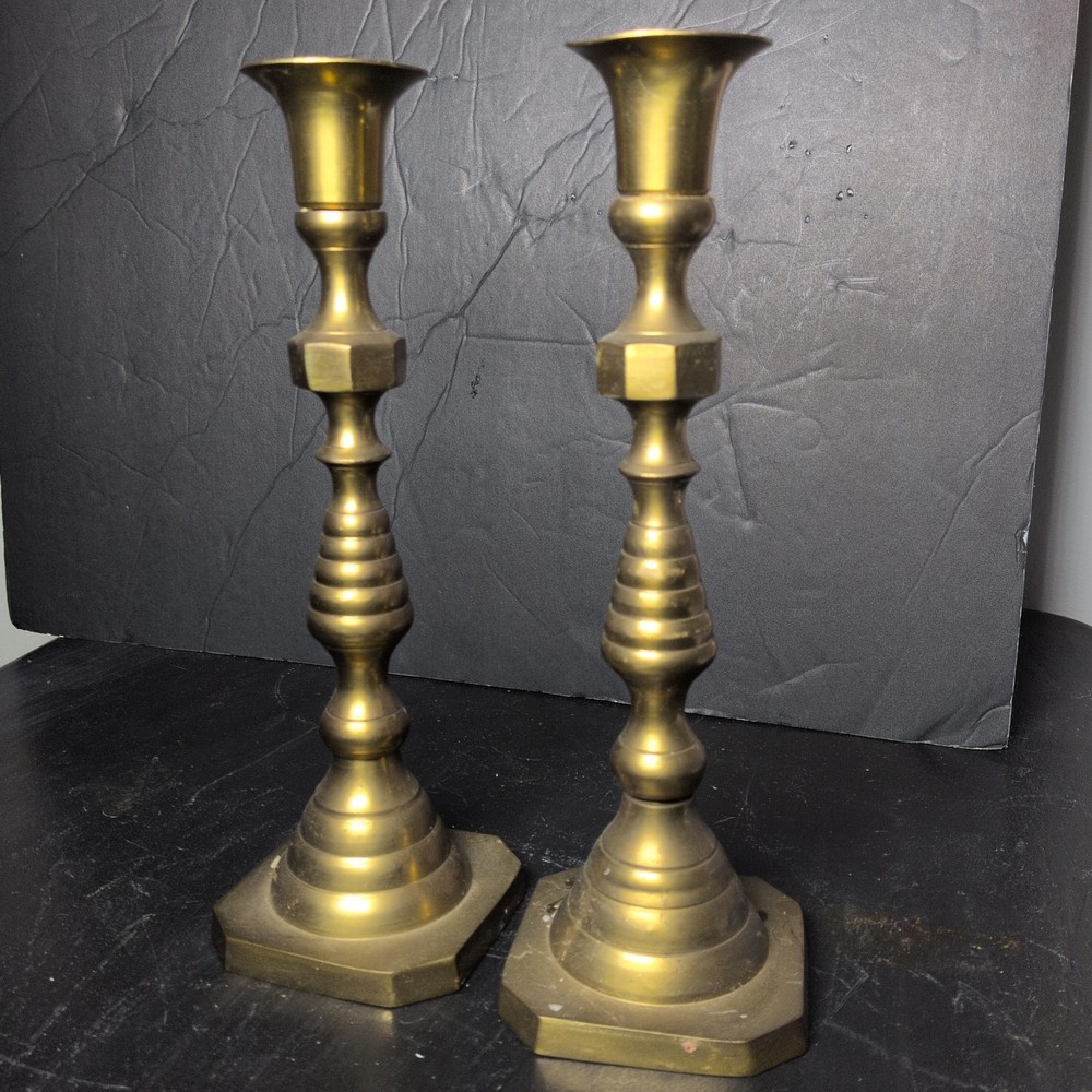 Brass Candle Sticks Holders VINTAGE Pair 10