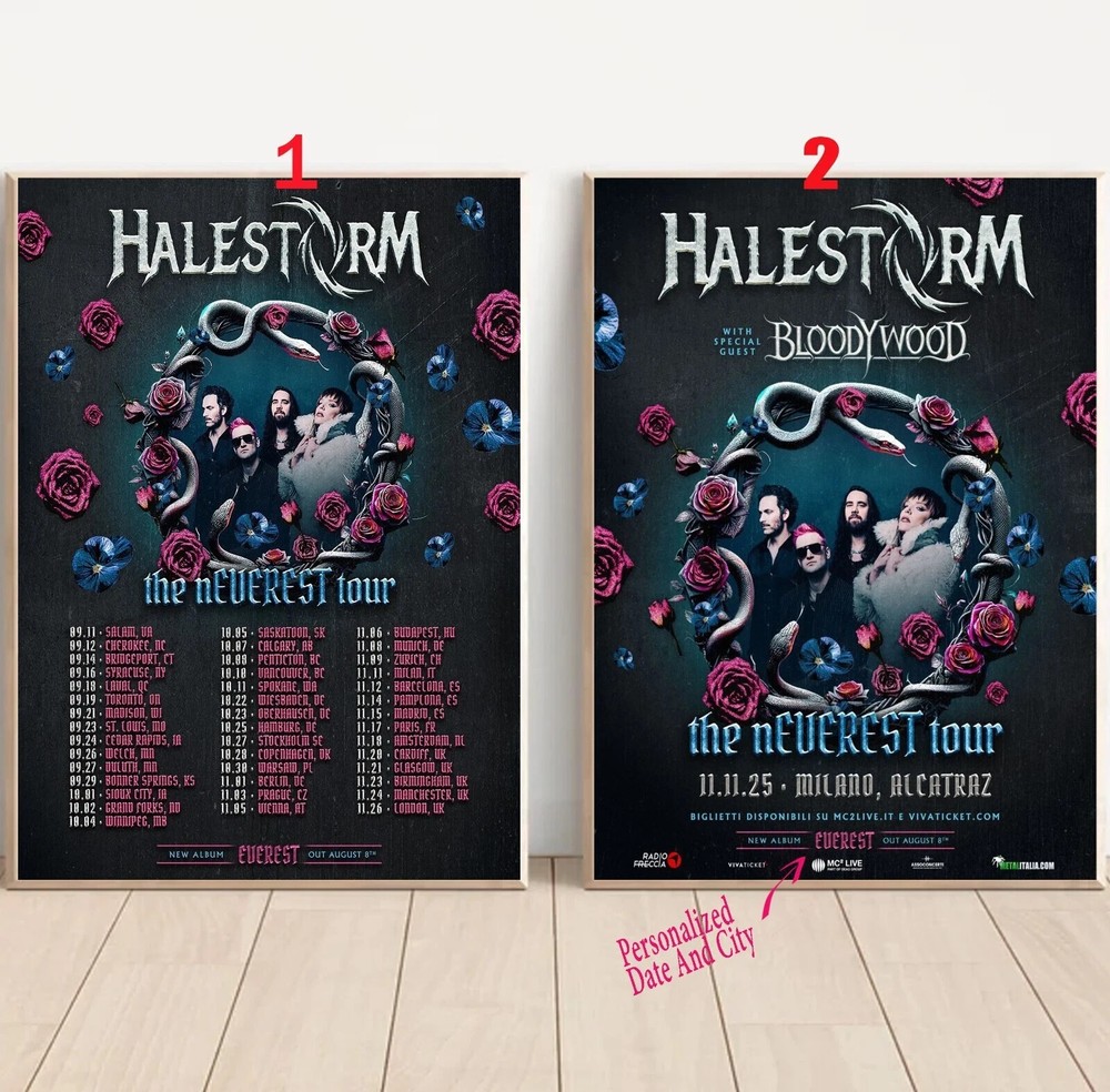 Custom Poster - Custom Halestorm The Neverest Tour 2025 Poster