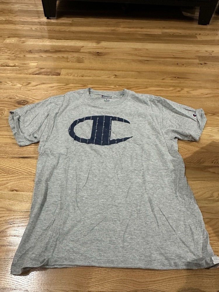 Champion Authentic Athleticwear Gray Logo Men's Short Sleeve T-Shirt Cotton M
