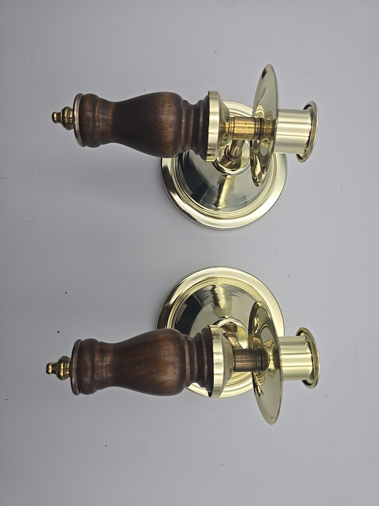 Pair Homco Candle Holder Wall Sconces Wood  Metal Set of 2 MCM Vintage 70s