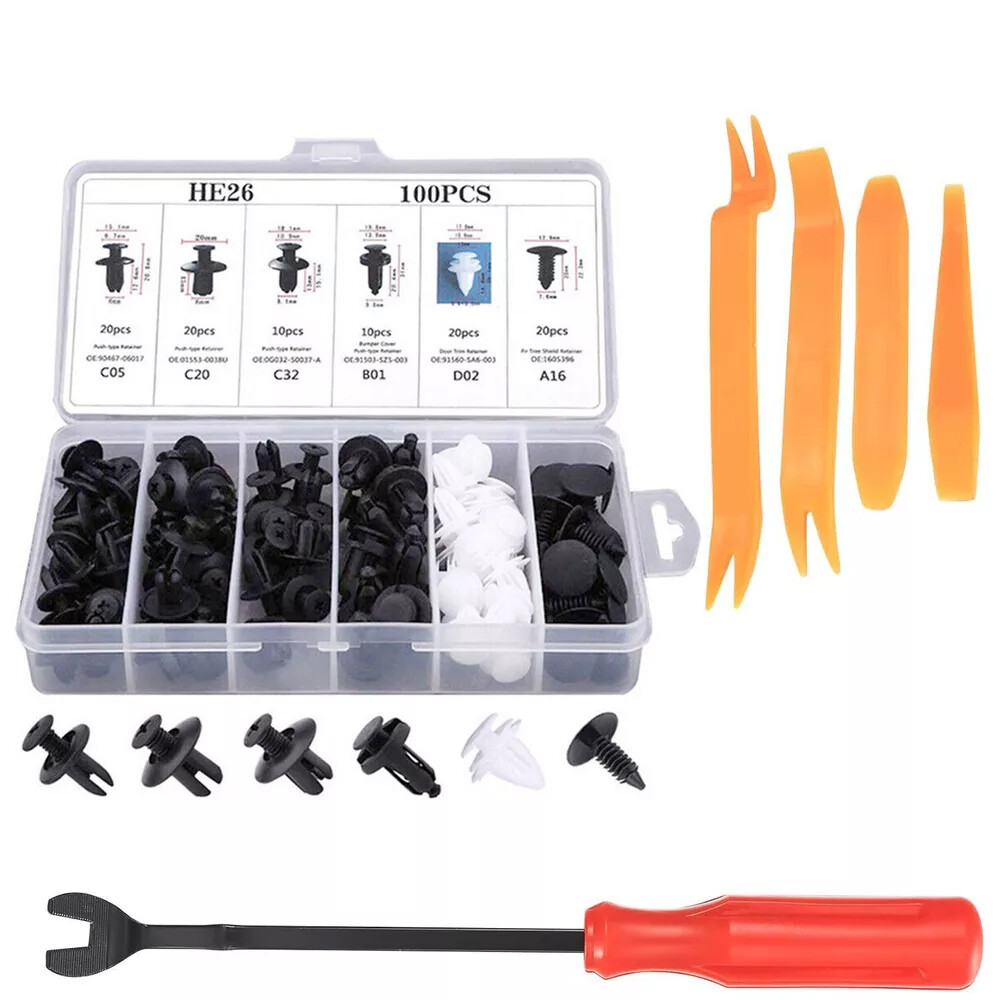 For Nissan 100Pcs Trim Bumper Clips Retainer Rivets Fastener Fender Push Pin