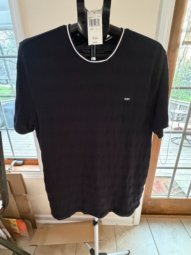 Michael Kors Men's Tipped Crew Neck T-Shirt Black Size L