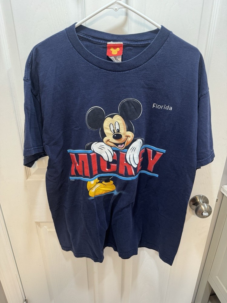 Vintage Disney Shirt Men’s XL Mickey Mouse Florida Blue Disney  Cotton 90s 3824