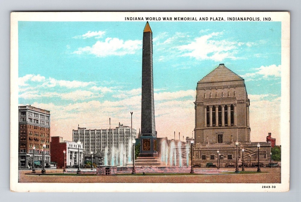 Indianapolis IN-Indiana, World War Memorial & Plaza, Vintage Souvenir Postcard