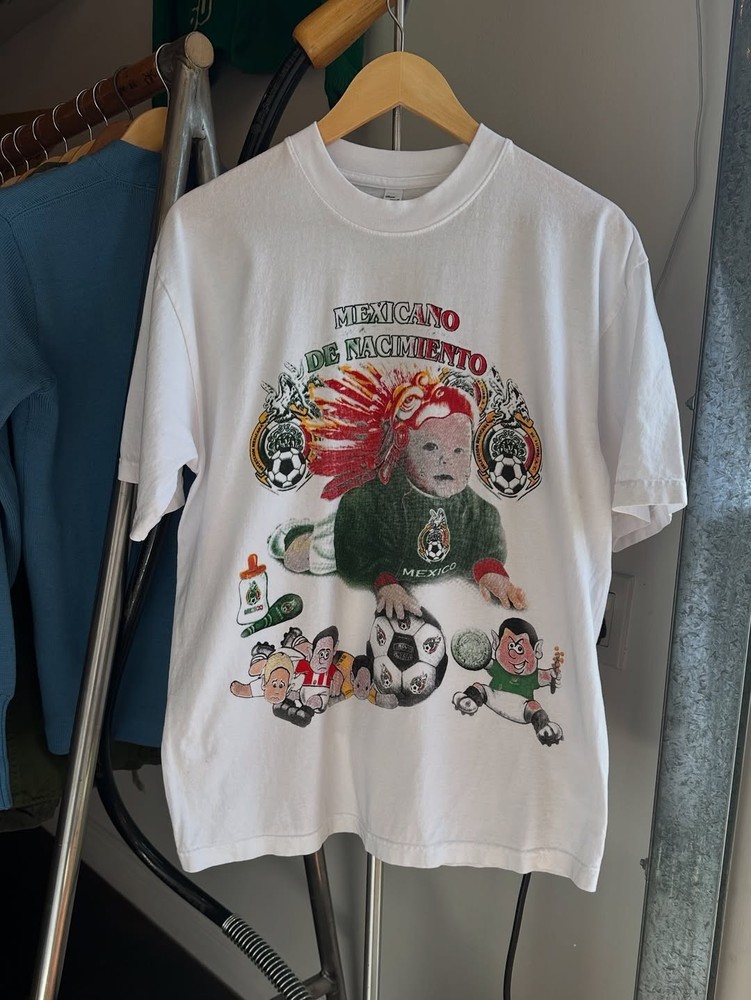 Mexicano graphic T-Shirt White featuring a soccer-themed design Reprint BTH361