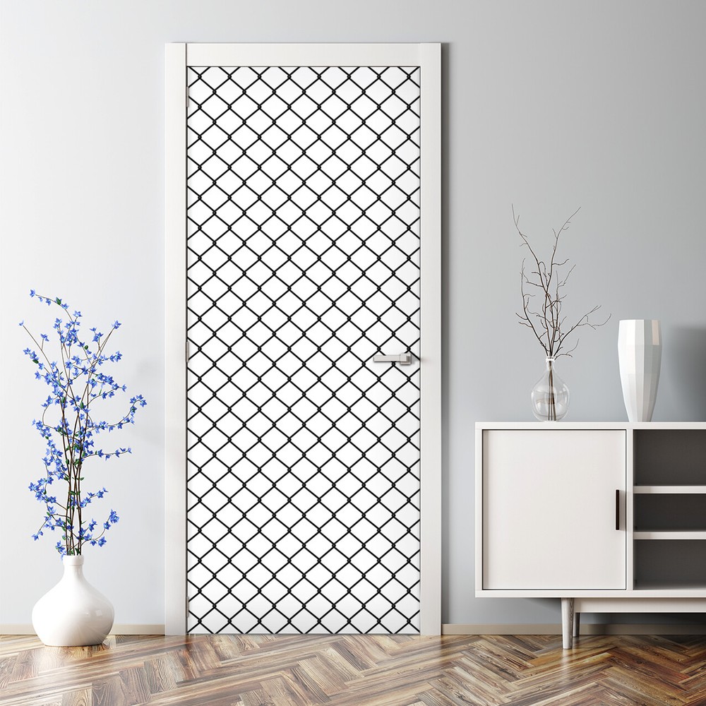 Black and White Hand-Drawn Peel and Stick Chain Adhesive Door Sticker