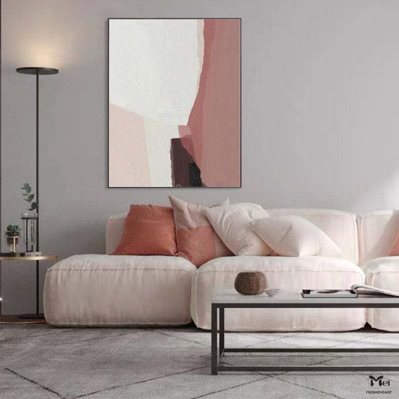 Pink Abstract Minimalist Art Pink Wall Art Modern Art Abstract Acrylic Painting