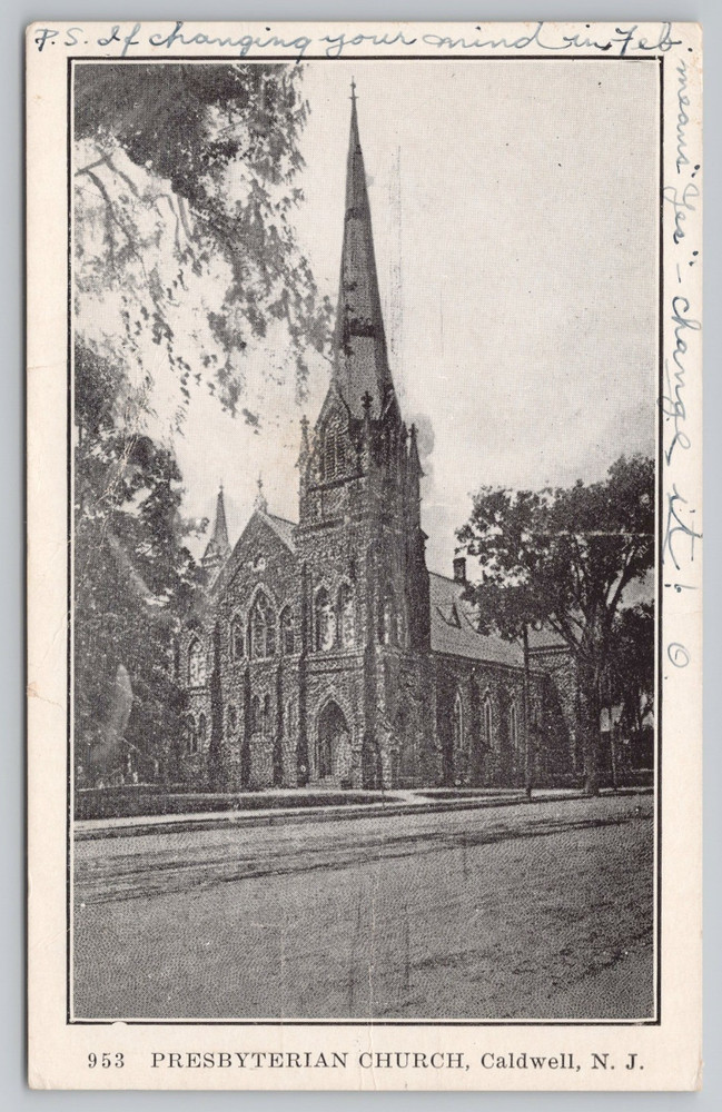 Presbyterian Church Caldwell New Jersey NJ Postcard