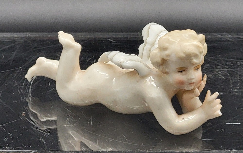Antique Dresden mini porcelain Angel figurine, as-is