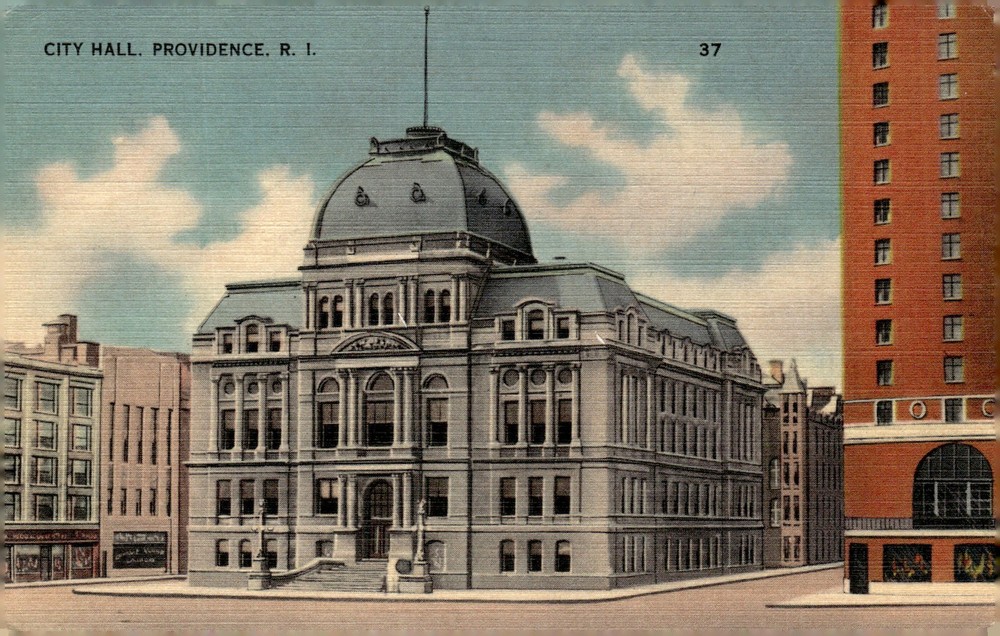1940s City Hall Providence Rhode Island RI Linen Architecture Postcard