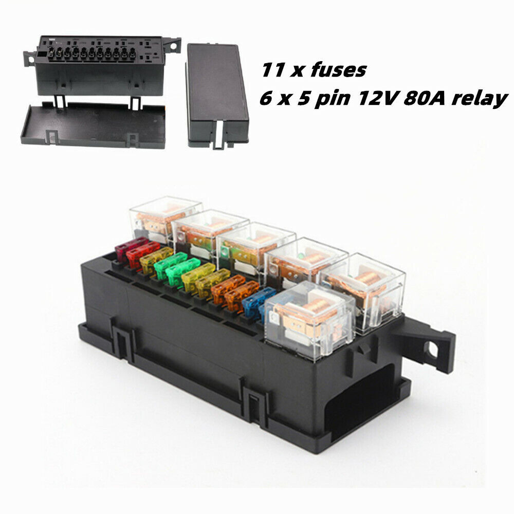 12V Car Relay & Fuse Box Holder with 11x Blade Fuse+ 6x Relay Truck Tractor