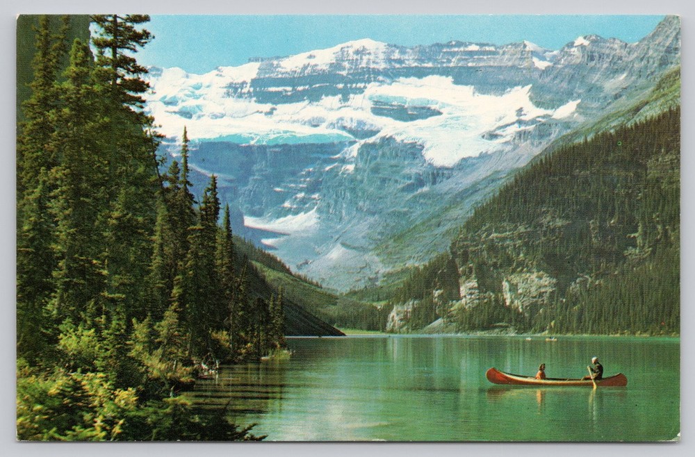 Vintage Lake Louise & Victoria Glacier Canadian Rockies Photochrome Postcard