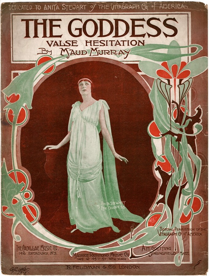 The Goddess Valse Hesitation, photo of Anita Stewart, 1915, antique sheet music
