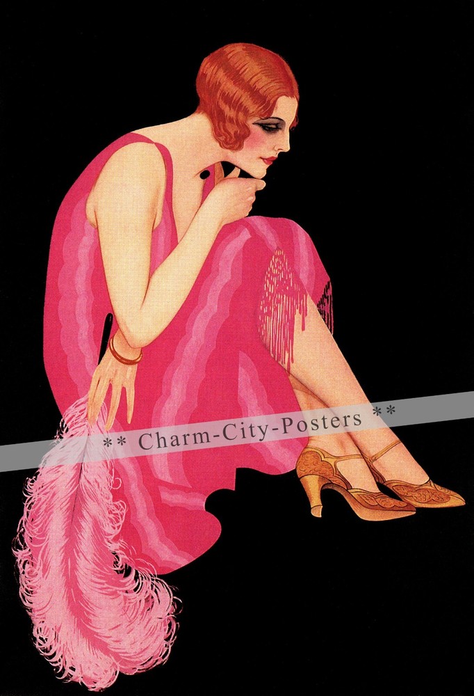 Bally 1928 Pink Dress Fashion Art intage Poster Print Retro Style Advertising
