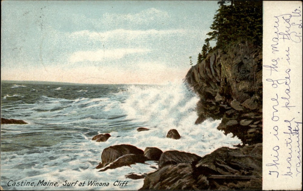 Surf Winona Cliff Castine Maine ~ 1906 UDB to LENA M CLARK Waterville Maine