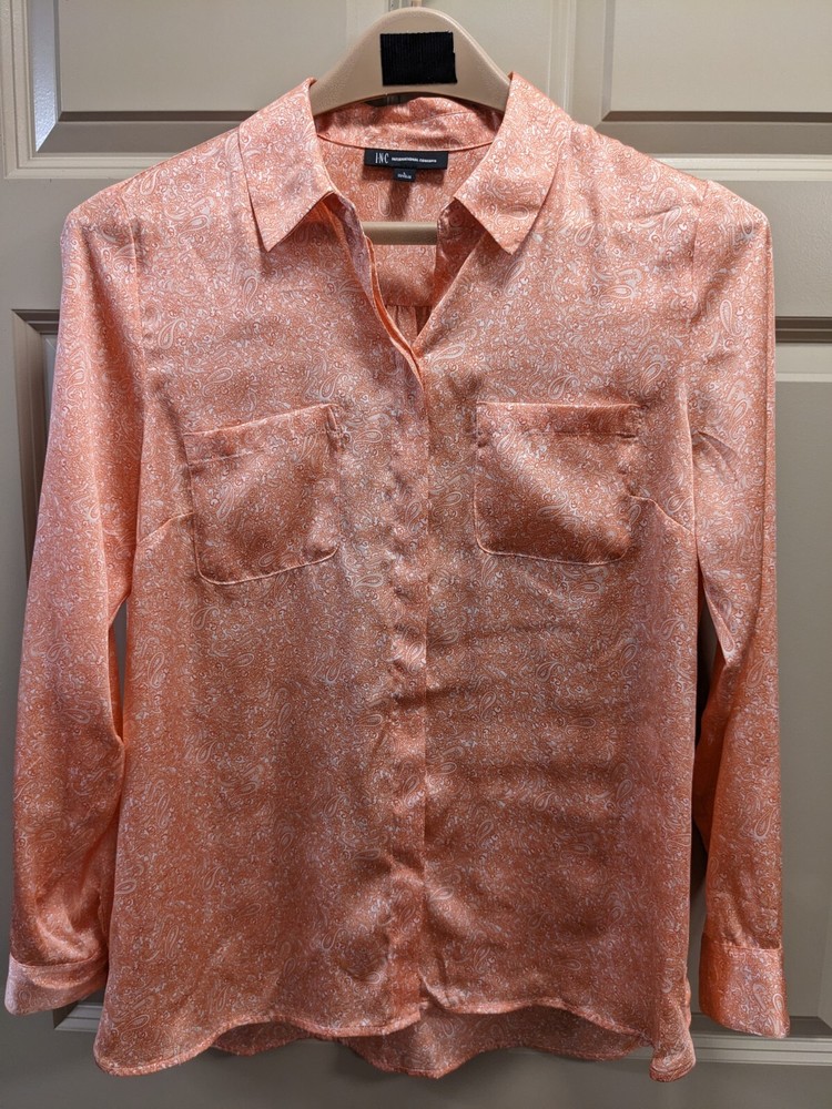 INC International Concepts Silky Paisley Blouse - Size Large NWT