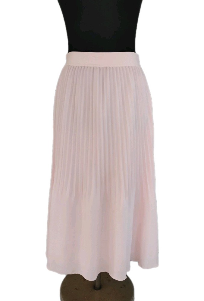 J Crew Skirt SZ 2 Soft Pink Midi Pleated Fit Flare Chiffon Dress Casual XS