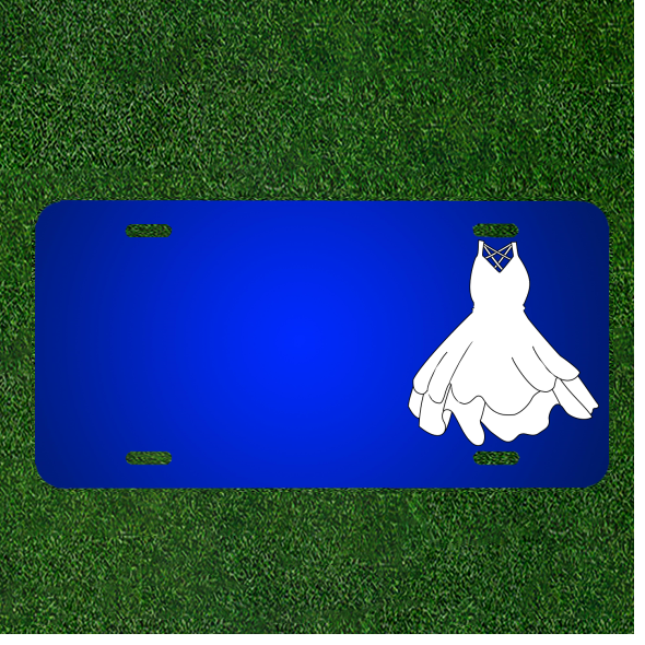 Custom Personalized License Plate With Add Names To Wedding Dress Black White