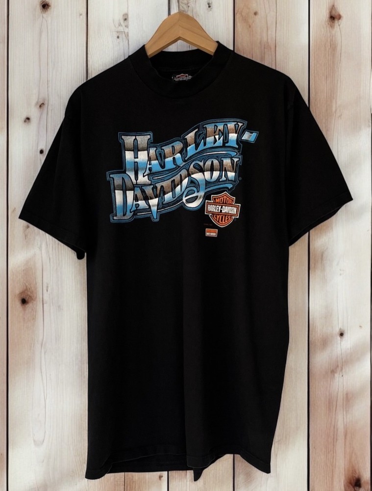 Vintage Harley Davidson T-shirt Size XL Black 90s Vancouver BC Eagle Biker