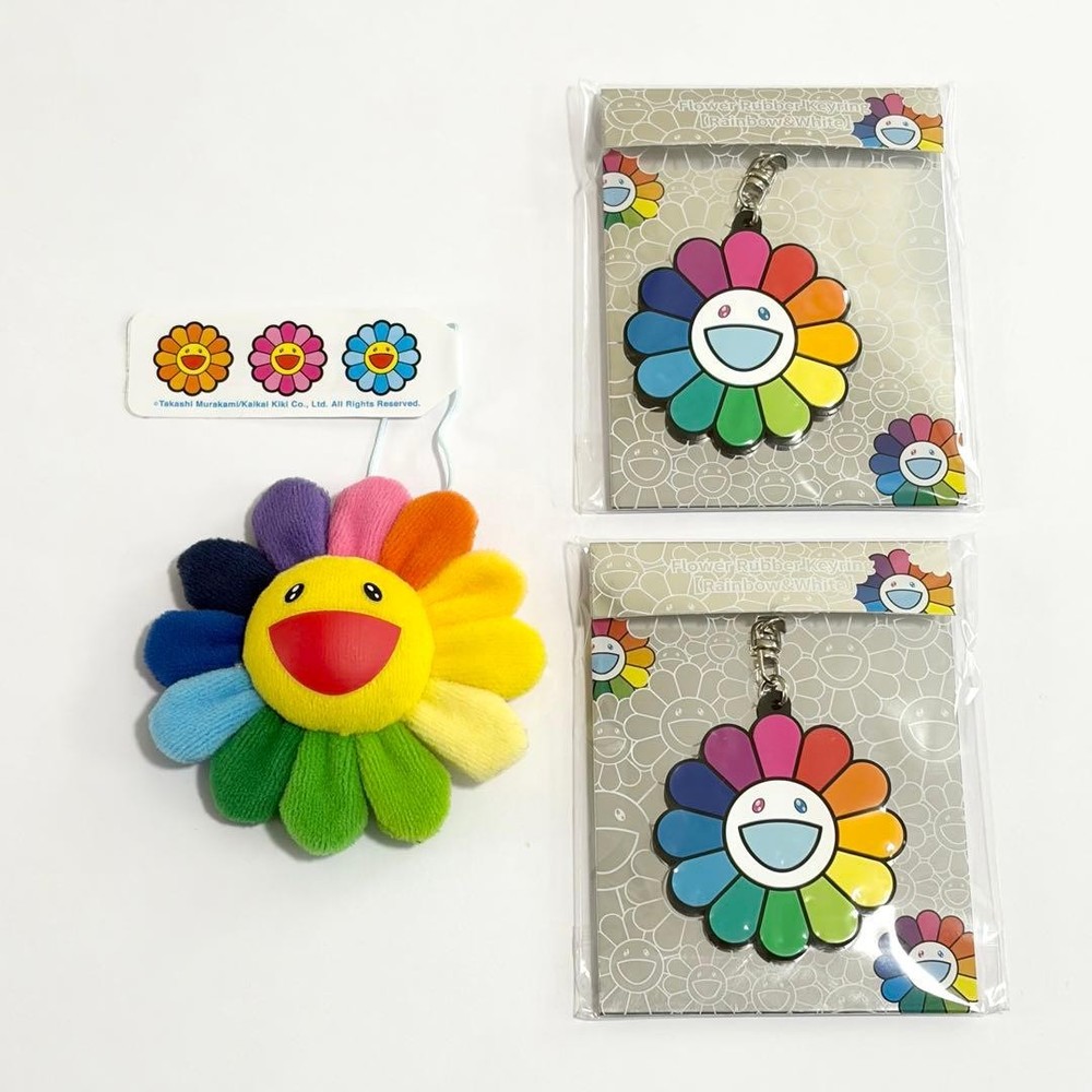 Takashi Murakami Kaikai Kiki Rainbow Flower Keychain Set Unused Official
