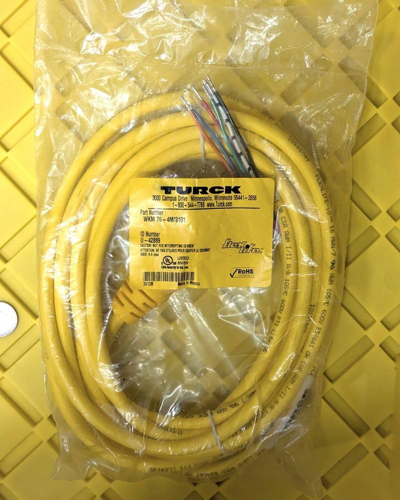 TURCK WKM 76-4M/S101, U-42889, 4 Meter Connection Cable Assembly *NEW*