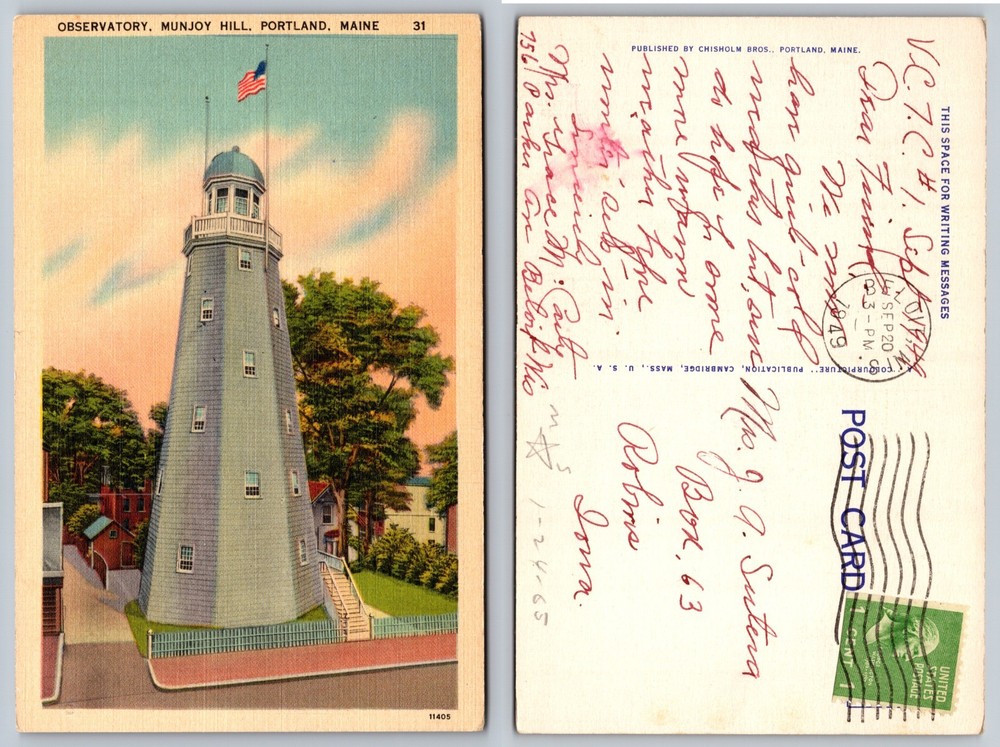 Observatory Munjoy Hill Portland Maine Postcard