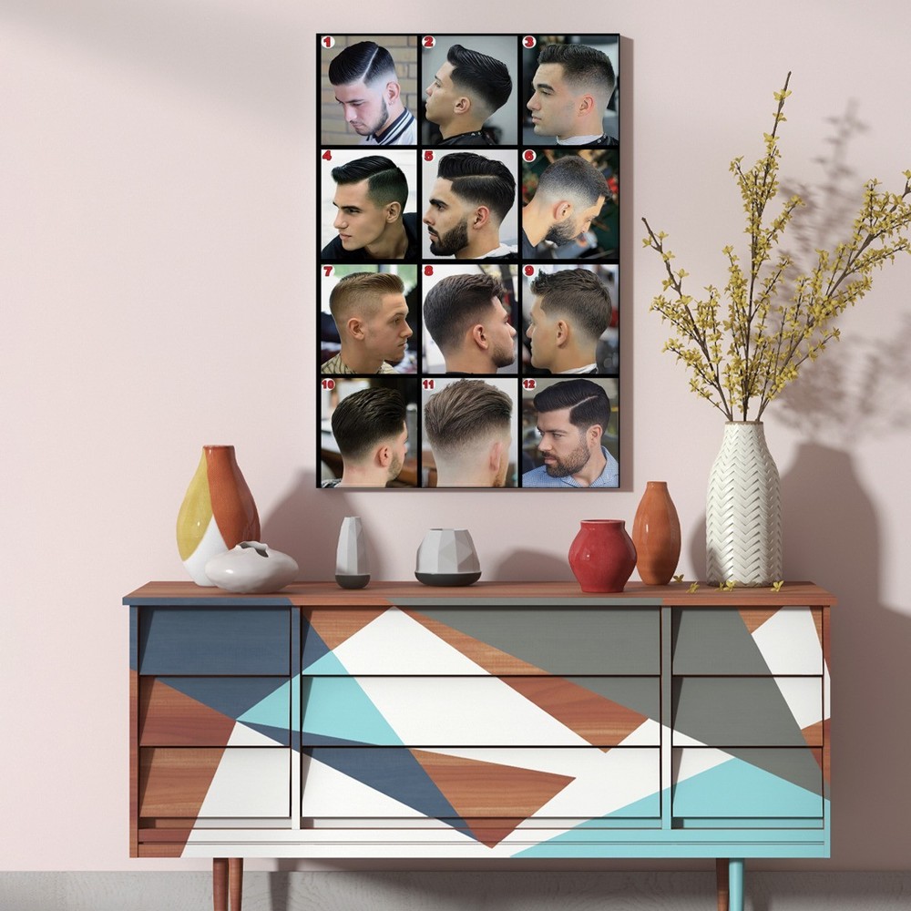 Barbershop Salon Men's Hairstyle Guide Poster Canvas Painting Posters and Prints