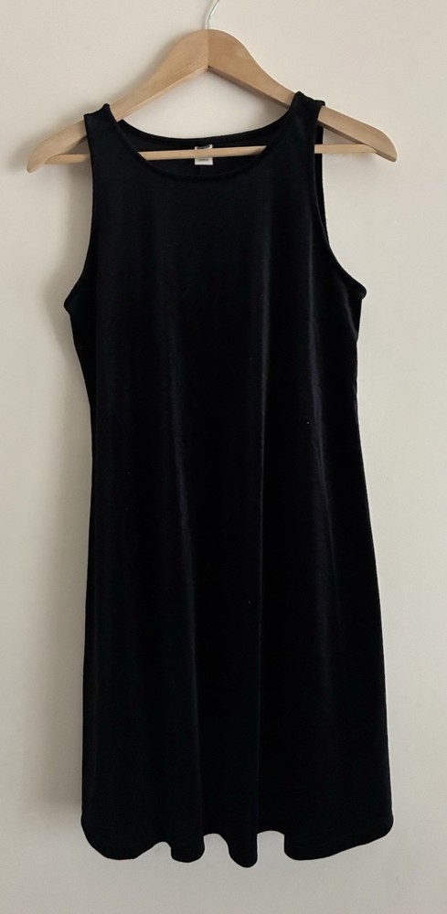 Old Navy Womens Solid Black Polyester Sleeveless Velvet Round Neck Swing Dress S