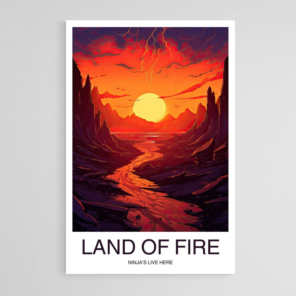 Land Of Fire Travel Poster Ninja Art Artwork Gift Poster Print Wall Art Home