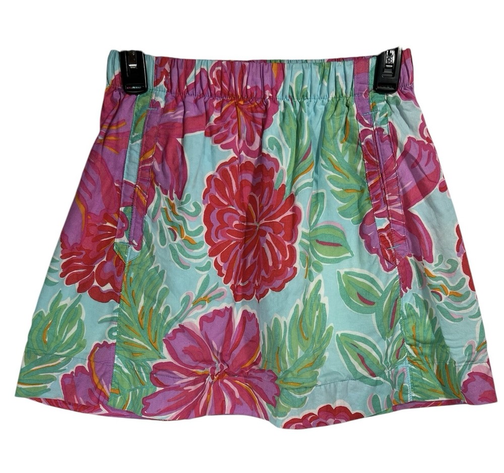 Lilly Pulitzer Skirt Womens XS Blue Pink Cissy Bellina Floral Cotton