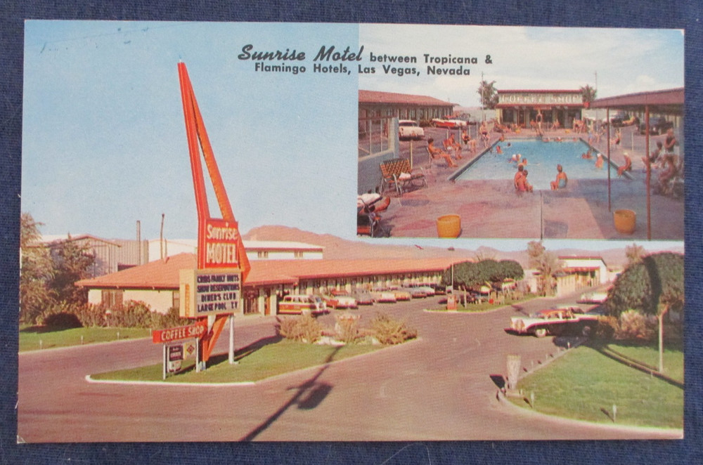 1950s Las Vegas Nevada Sunrise Motel Postcard